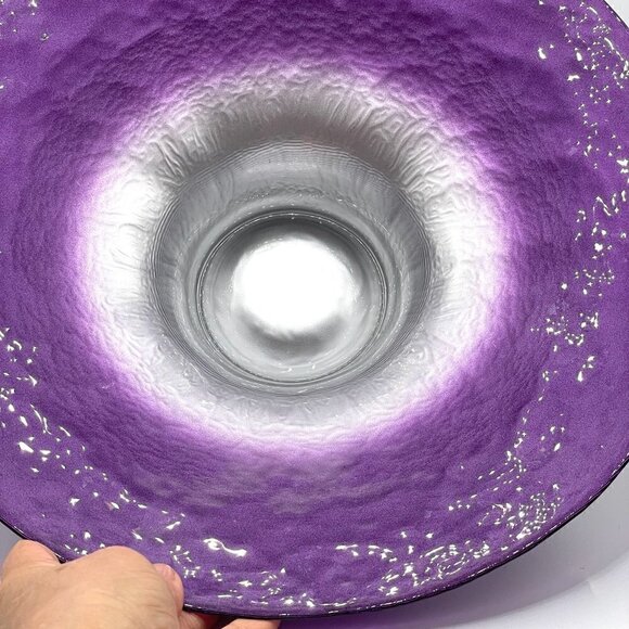 NWT Rare Vintage Portmeirion Dusk Pearlescent 13.5" Flare Aubergine Silver Bowl - Picture 4 of 8